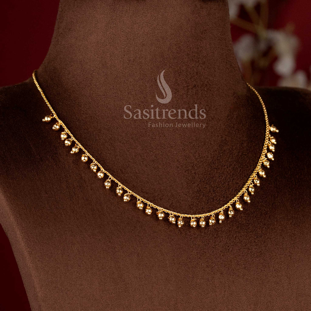 Elegant golden bead fringe necklace for women with traditional styling - Sasitrends