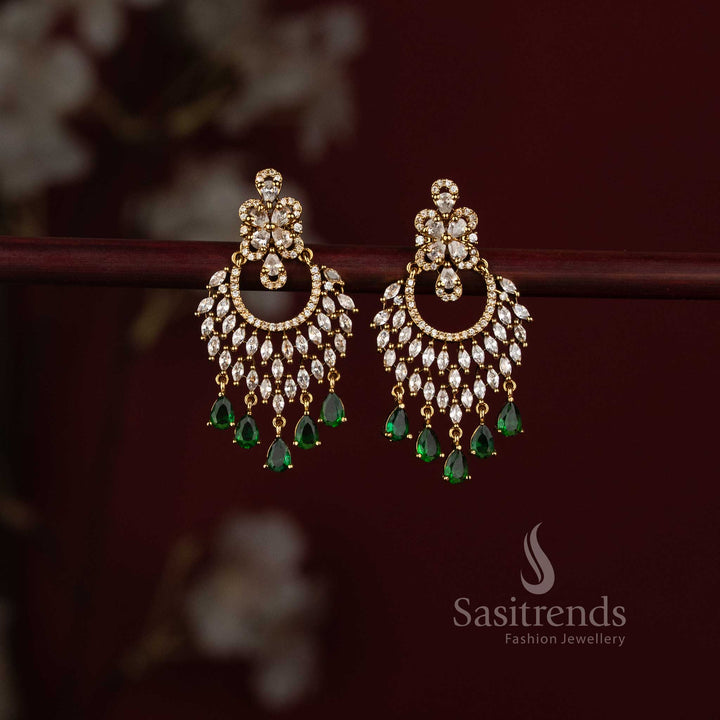Elegant Gold Plated AD Stone Chandbali Earrings for Wedding and Festive Wear - Sasitrends