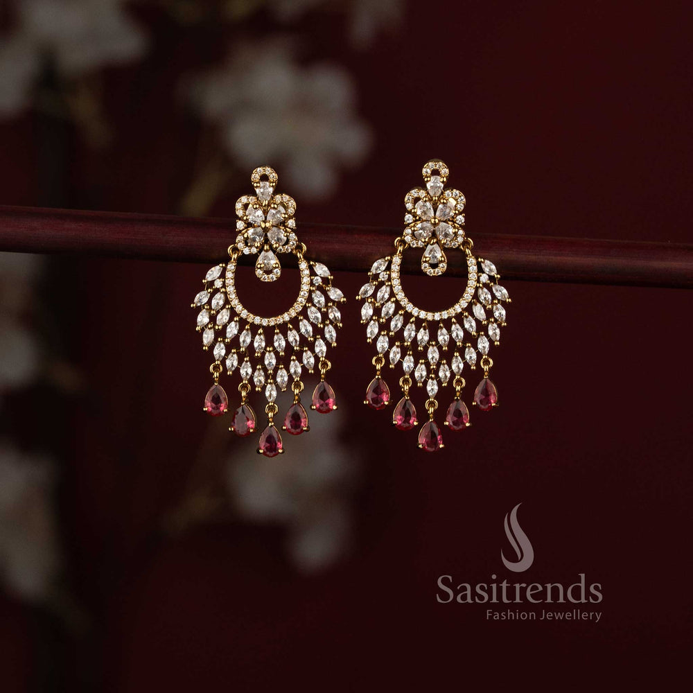 Elegant Gold Plated AD Stone Chandbali Earrings for Wedding and Festive Wear - Sasitrends