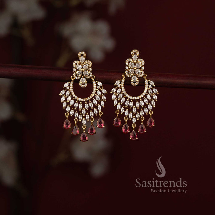 Elegant Gold Plated AD Stone Chandbali Earrings for Wedding and Festive Wear - Sasitrends