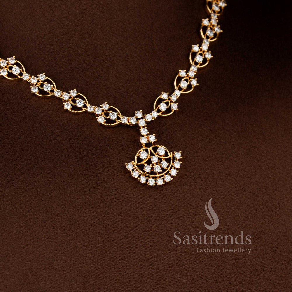 Guaranteed One Gram Micro Gold Plated bridal pendant necklace set for weddings and festive occasions - Sasitrends