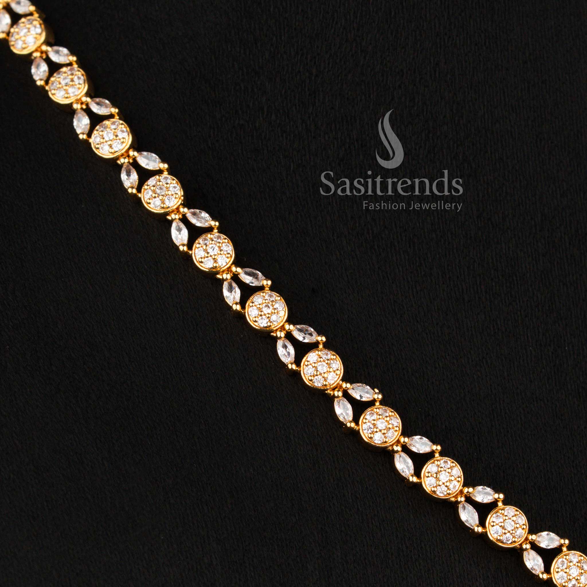 Beautiful Sunburst Floral Hanging Teardrop American Diamond necklace and earrings set - Sasitrends
