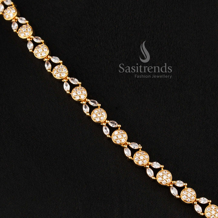 Beautiful Sunburst Floral Hanging Teardrop American Diamond necklace and earrings set - Sasitrends