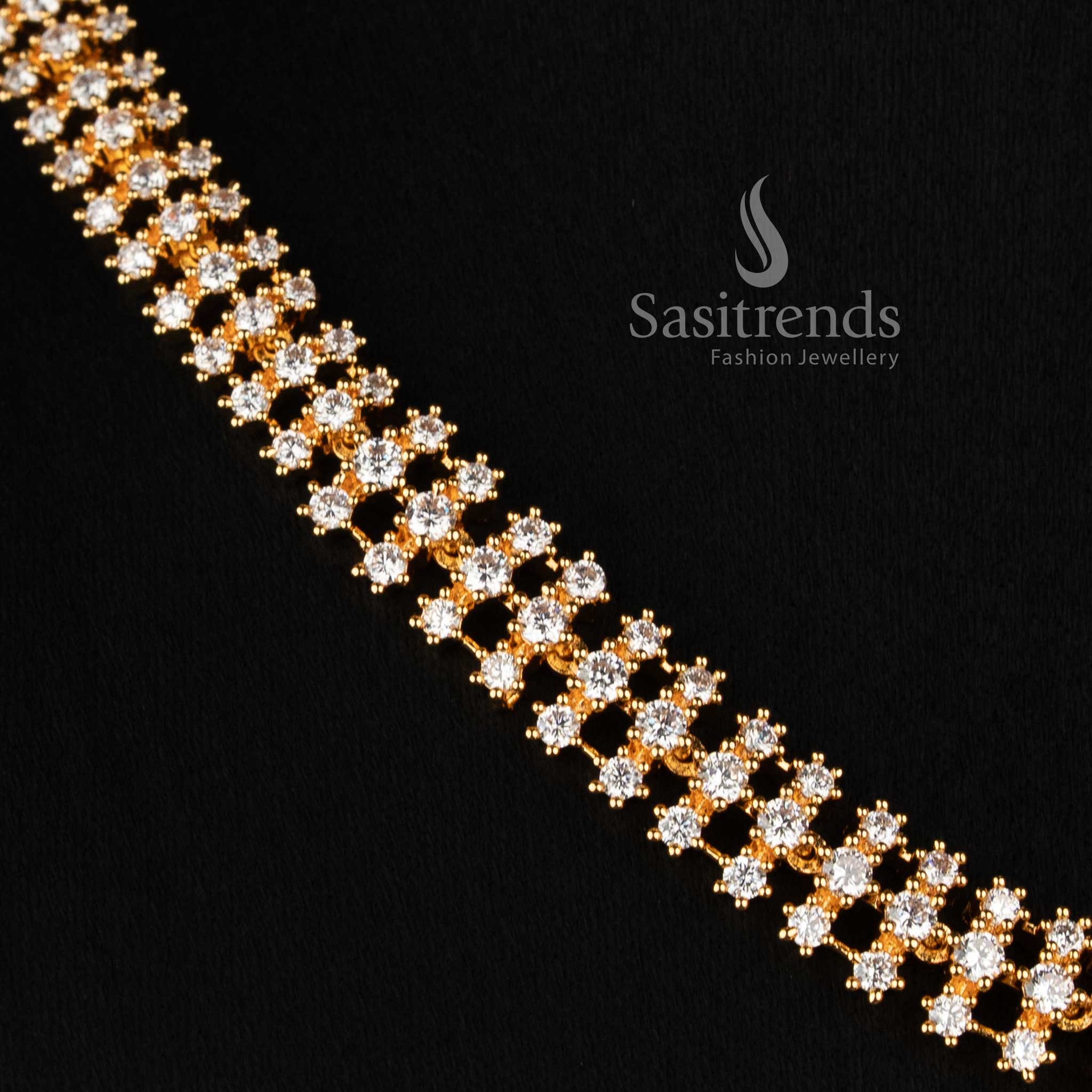 Micro Gold Plated American Diamond Mesh Necklace Set for Women - Sasitrends