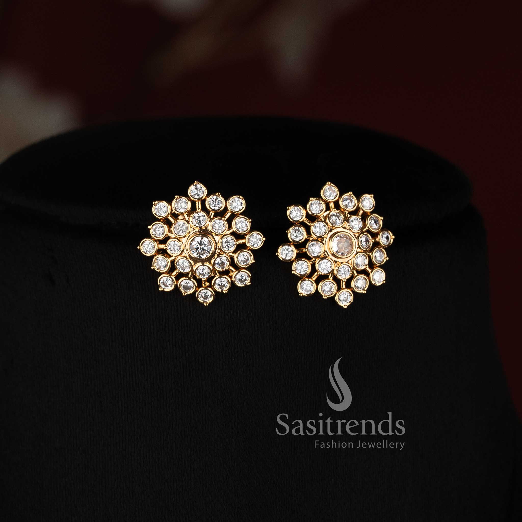 Micro Gold Plated American Diamond Triple-Row Necklace Set for Women - Sasitrends