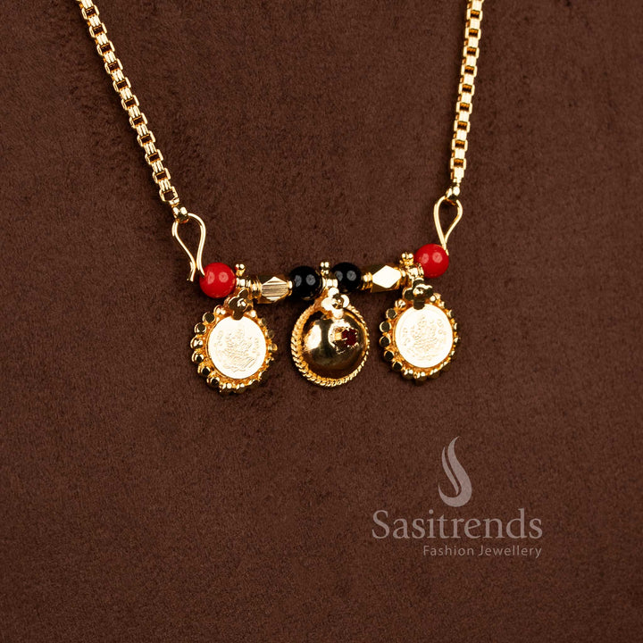 Gold look Lakshmi coin mangalsutra chain for daily and traditional wear - Sasitrends