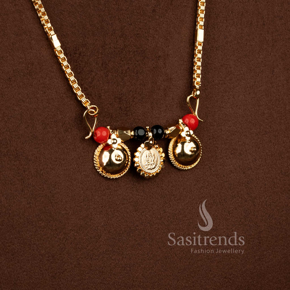 Gold look Lakshmi coin mangalsutra chain for daily and traditional wear - Sasitrends