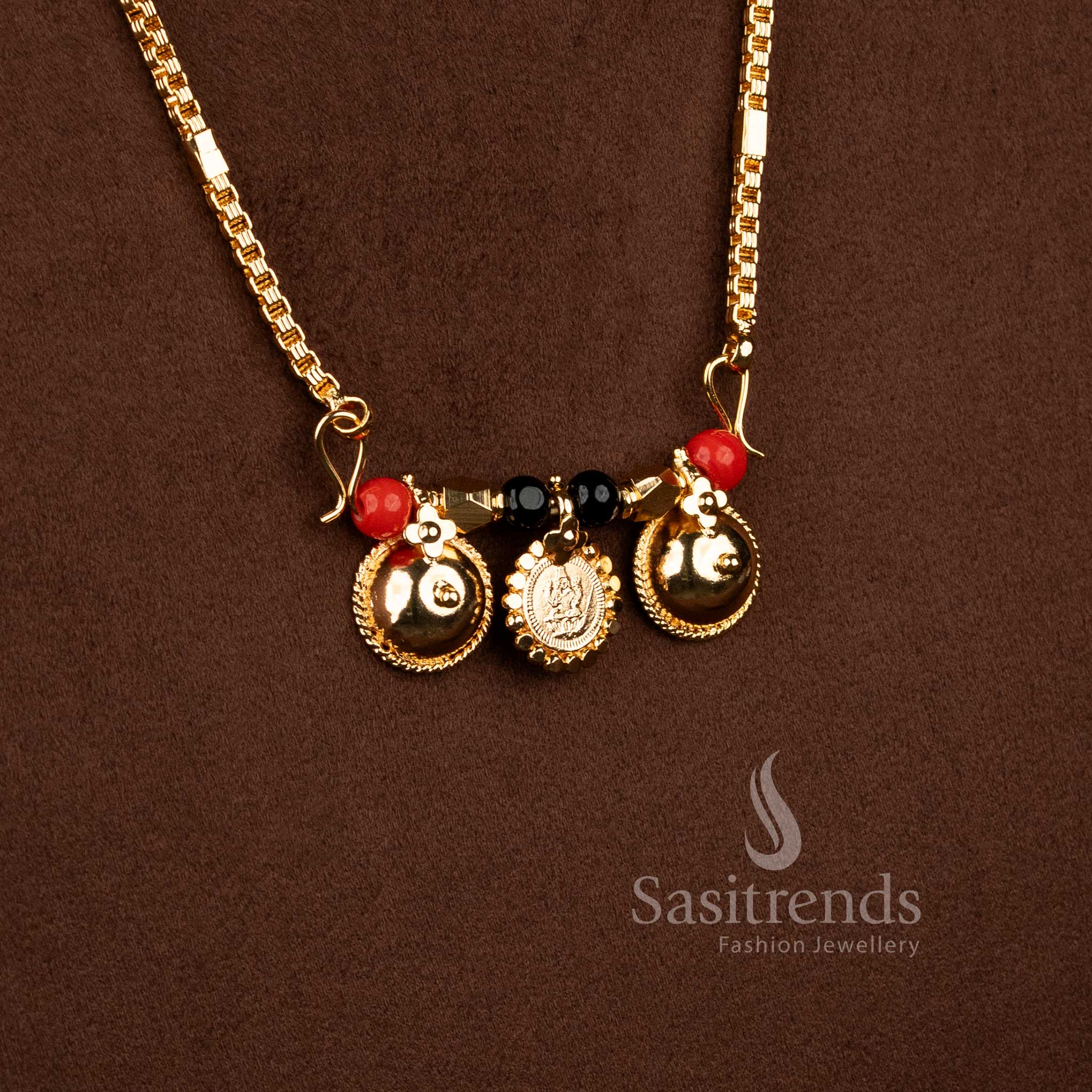 Gold look Lakshmi coin mangalsutra chain for daily and traditional wear - Sasitrends
