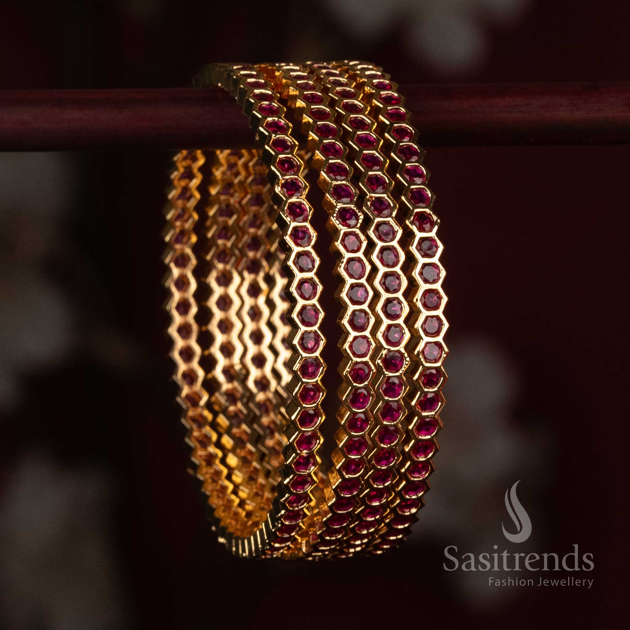 Impon American Diamond Round Stone Statement Bangle for Women - Sasitrends