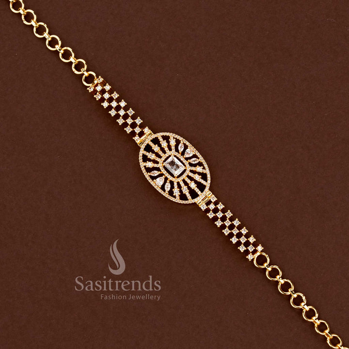 Gold Plated Round American Diamond Bracelet for Women - Sasitrends