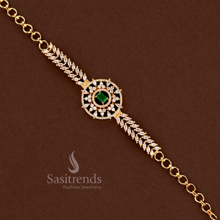 Gold Plated American Diamond Bracelet for Party and Festive Wear - Sasitrends