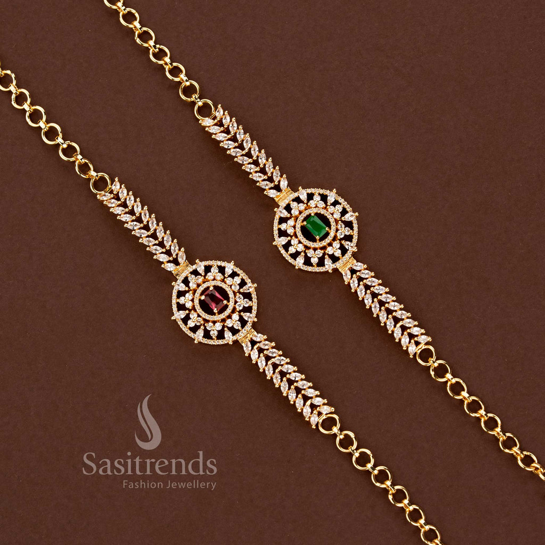 Gold Plated American Diamond Bracelet for Party and Festive Wear - Sasitrends