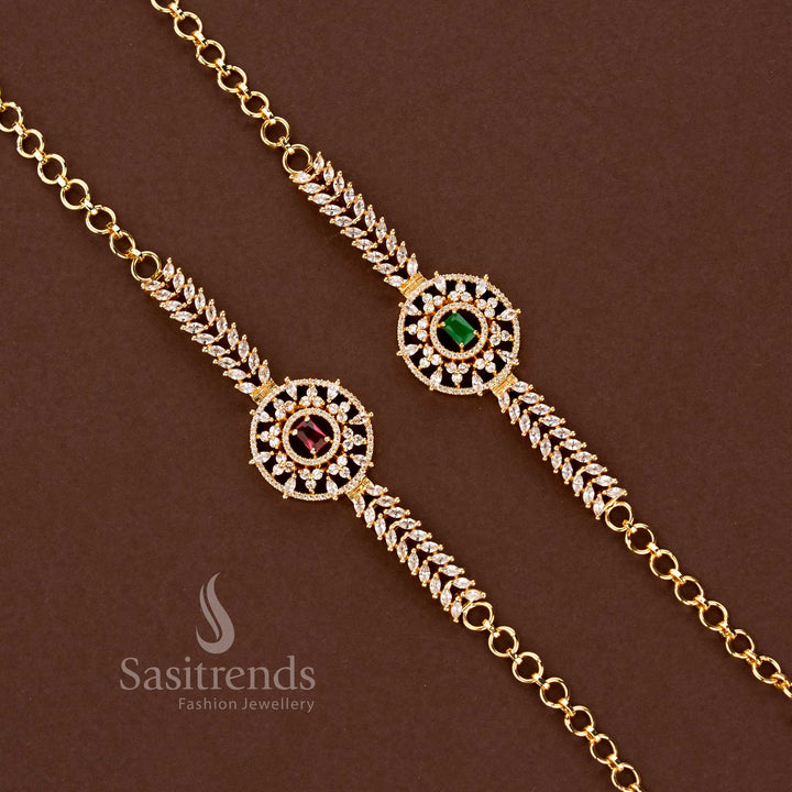 Gold Plated American Diamond Bracelet for Party and Festive Wear - Sasitrends