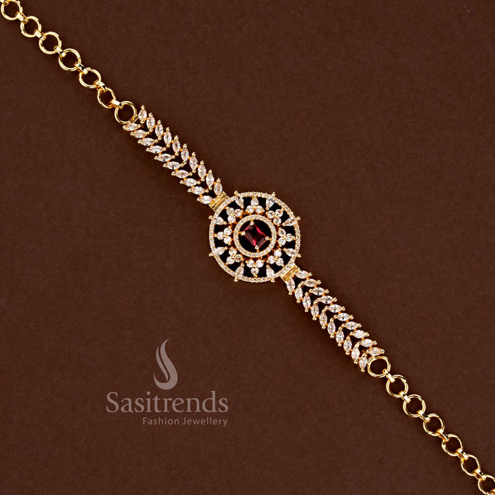 Gold Plated Round American Diamond Bracelet for Women - Sasitrends