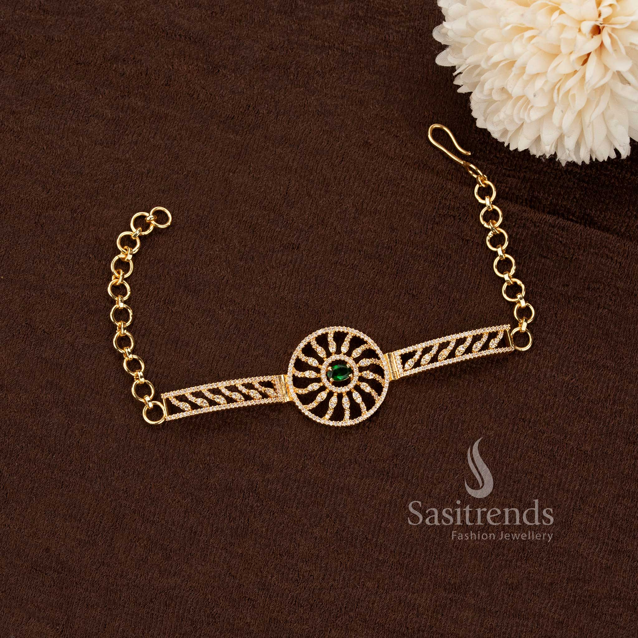 Micro Gold Plated AD Stone Filigree Bracelet for Women - Sasitrends