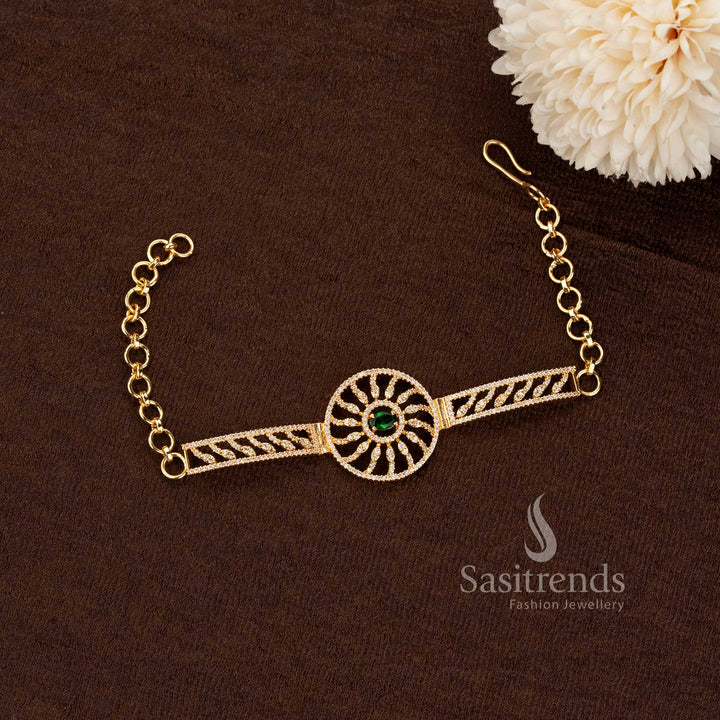 Micro Gold Plated AD Stone Filigree Bracelet for Women - Sasitrends