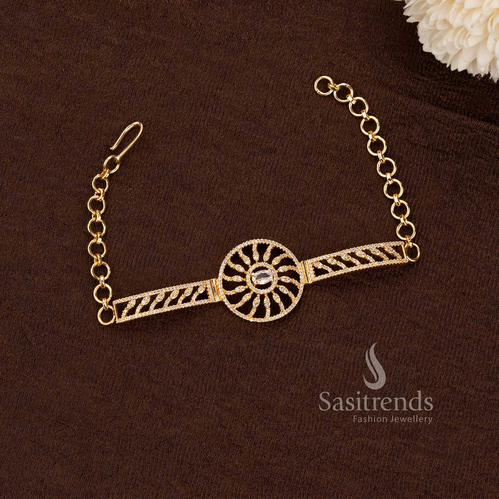 Micro Gold Plated AD Stone Filigree Bracelet for Women - Sasitrends