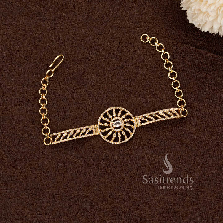 Micro Gold Plated AD Stone Filigree Bracelet for Women - Sasitrends