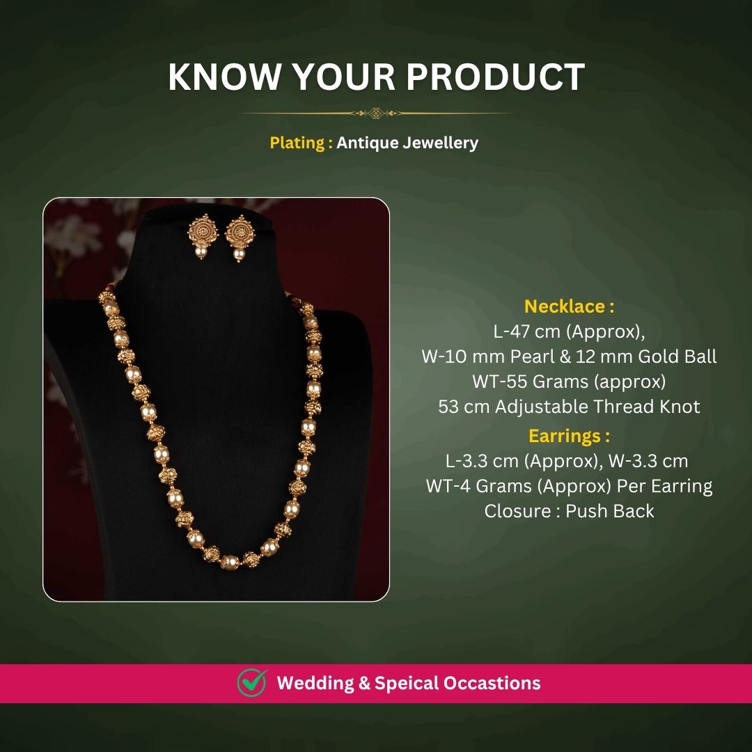 Traditional antique gold plated necklace set - Sasitrends  