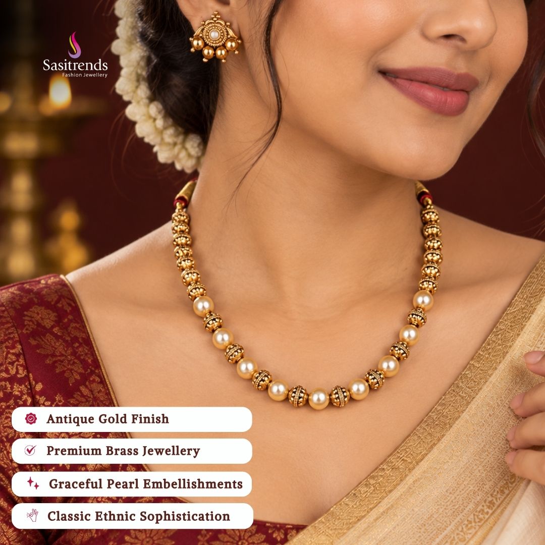 Antique gold plated necklace set - Sasitrends