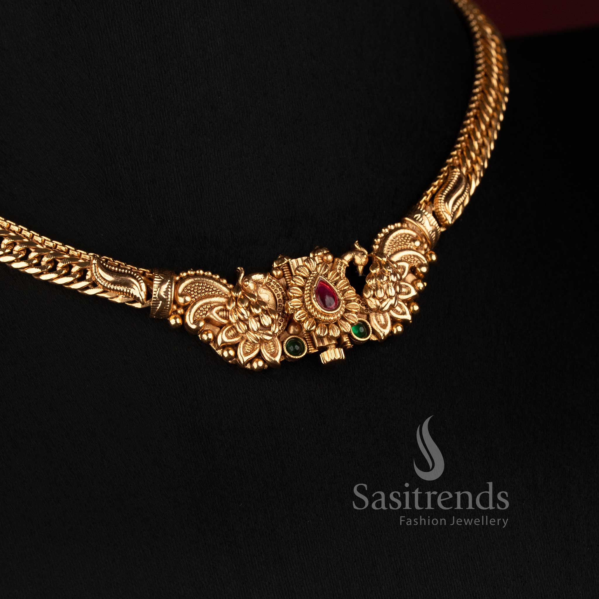 Traditional Antique Gold Choker Necklace Jewellery Set for Women - Sasitrends