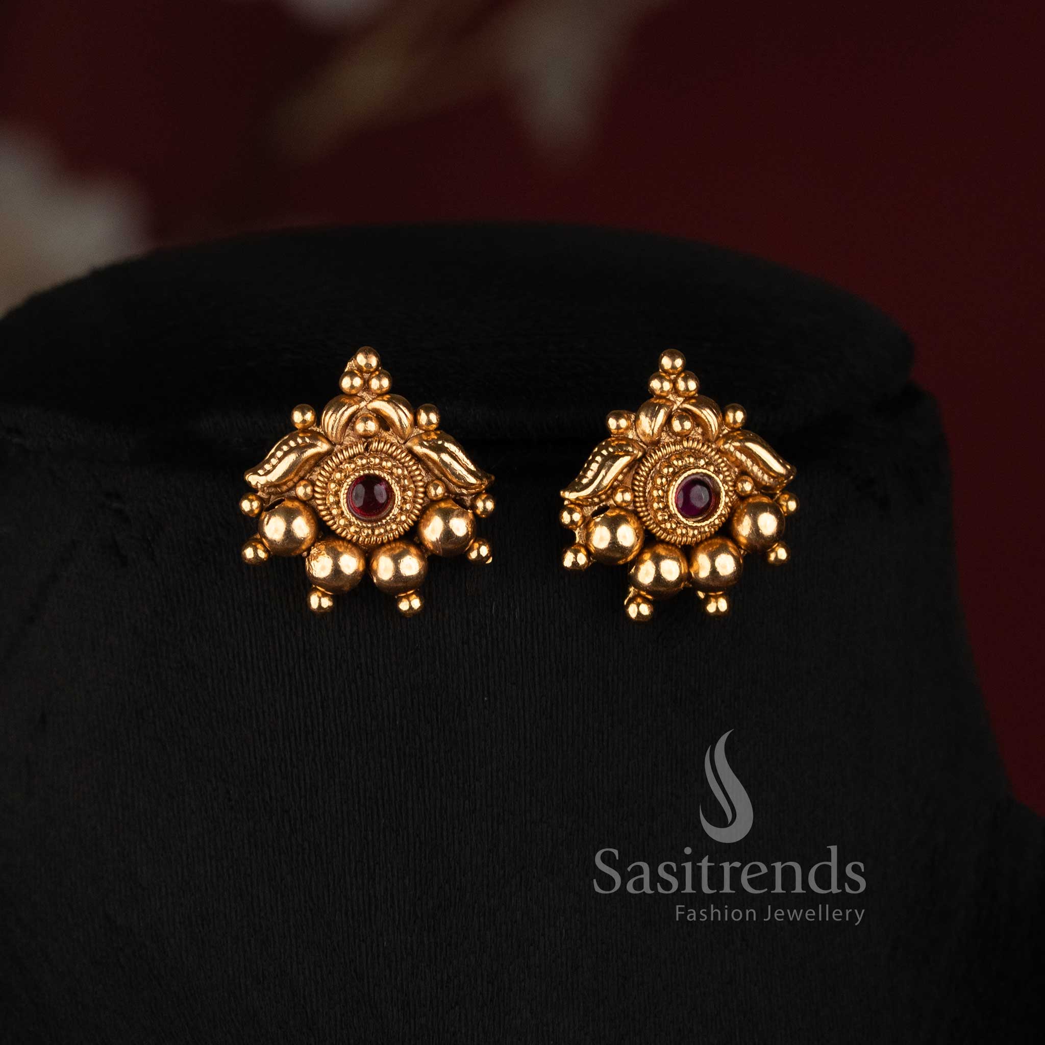 Elegant Antique Gold Plated Golden Bead Mala Floral Necklace for Women - Sasitrends