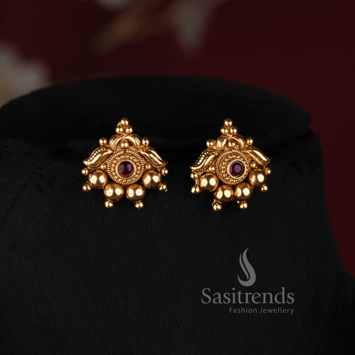 Elegant Antique Gold Plated Golden Bead Mala Floral Necklace for Women - Sasitrends