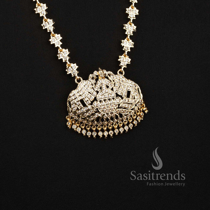 Impon AD One Gram Micro Gold Plated Gajalakshmi Elephant Pendant Long Haram Necklace - Sasitrends