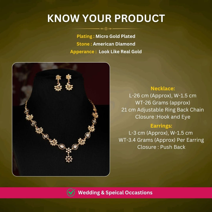 Micro gold plated necklace measurement image - Sasitrends