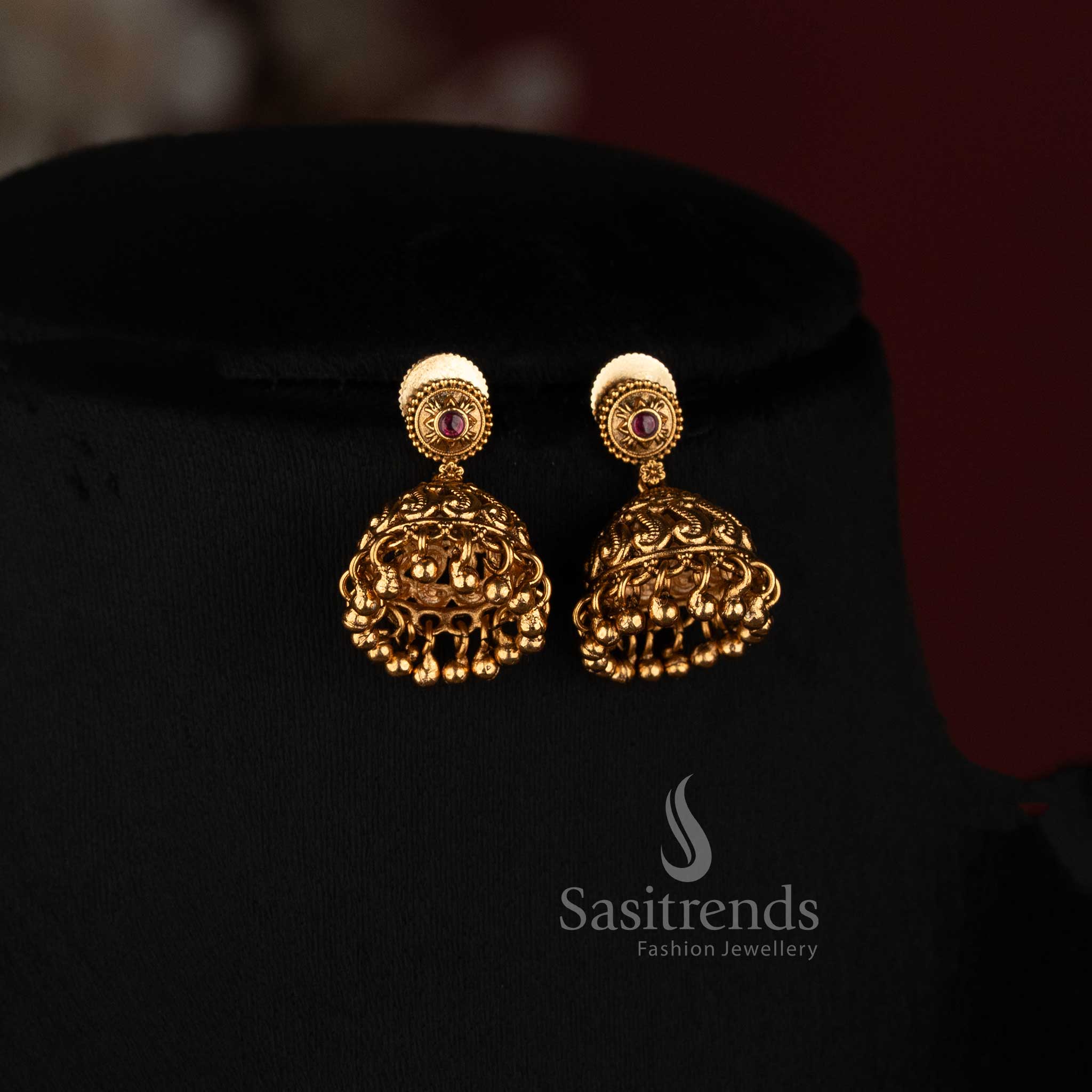 Antique Gold Plated South Indian Peacock Choker Necklace Set for Bridal and Festive Wear - Sasitrends