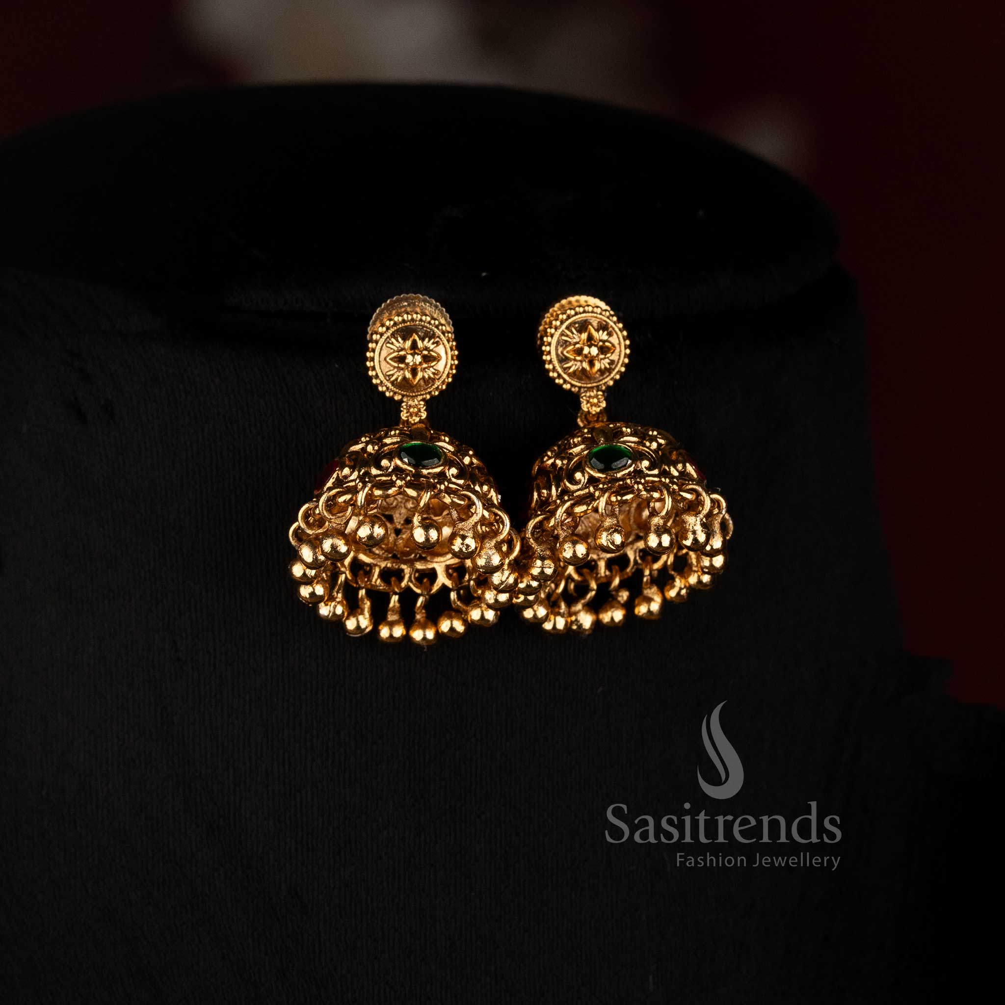 Traditional Antique Gold Plated Peacock Motif Stone Studded Choker Set - Sasitrends