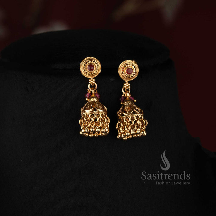 3031G opulent traditional bead necklace set with double strand design for festive and temple occasions