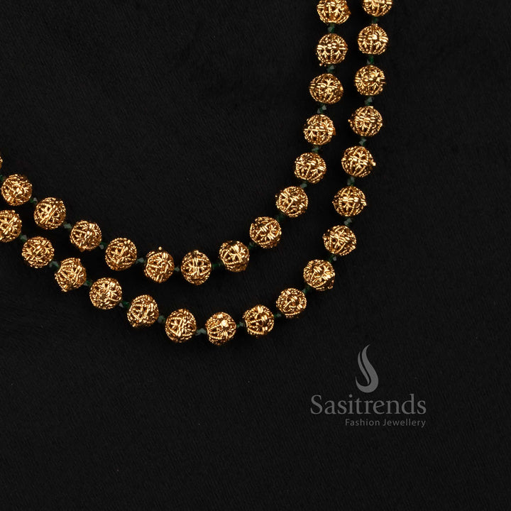 3031G antique gold plated traditional double layer bead necklace set for women by Sasitrends
