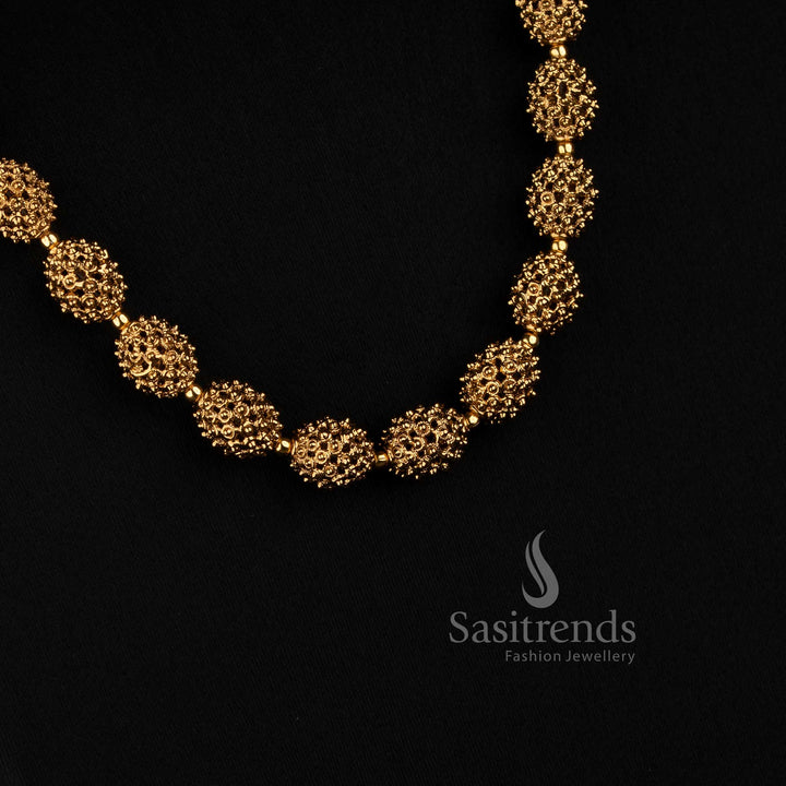 Antique Gold Plated South Indian Long Haram Set for Bridal and Festive Wear - Sasitrends