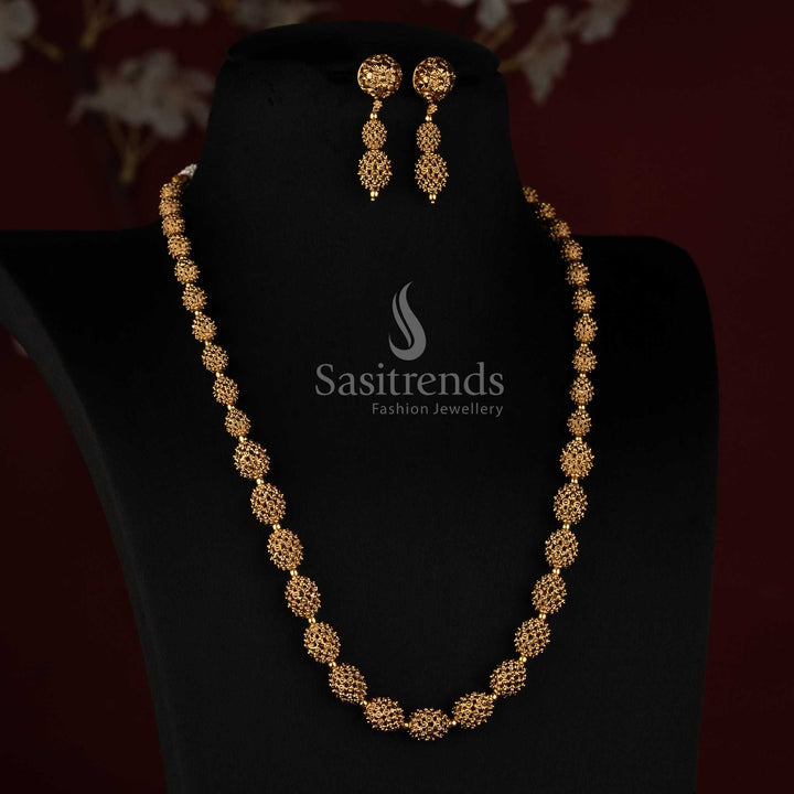 Antique Gold Plated South Indian Long Haram Set for Bridal and Festive Wear - Sasitrends
