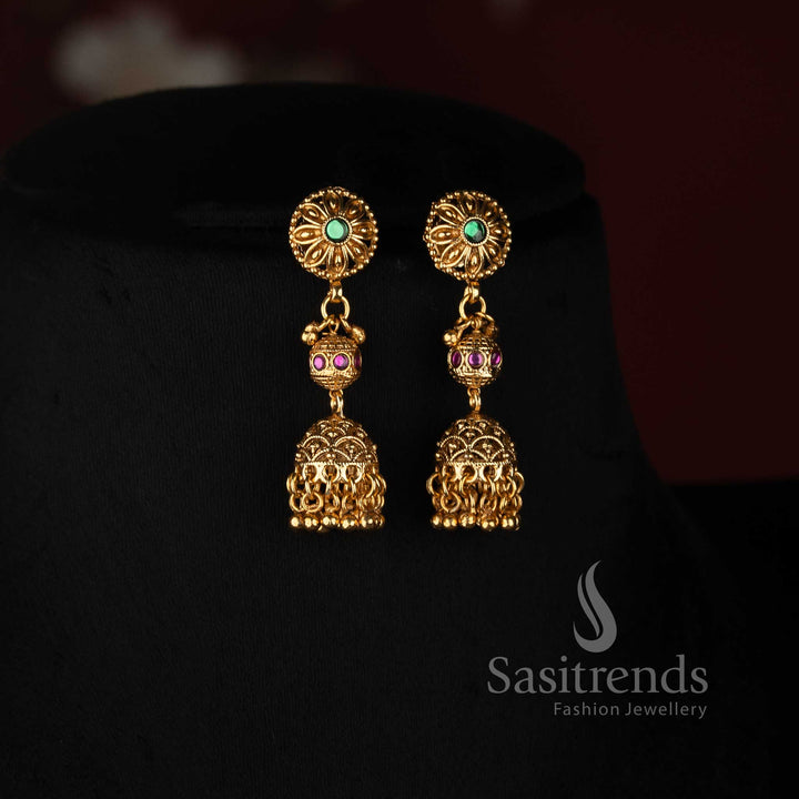 Traditional Antique Gold Plated Multi Layer Spherical Filigree Bead Necklace Set - Sasitrends