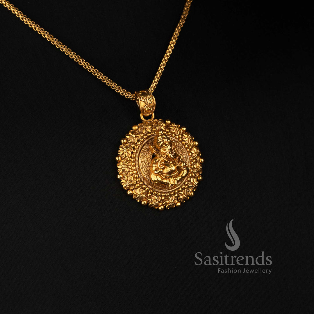 Antique Gold Plated Ganesha Pendant Necklace Set for Women - Sasitrends
