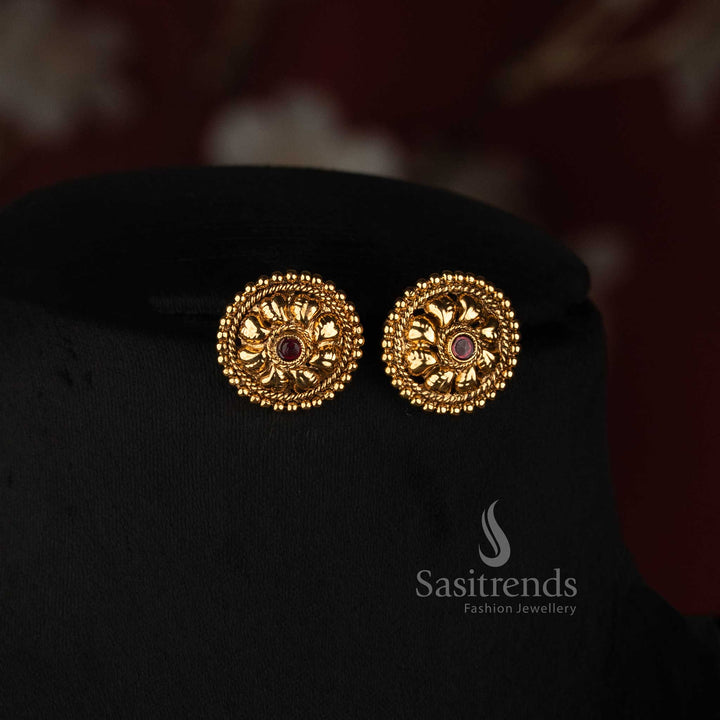 Traditional Antique Gold Plated Multi Layer Oval Bead Necklace with Three Flowing Strands - Sasitrends