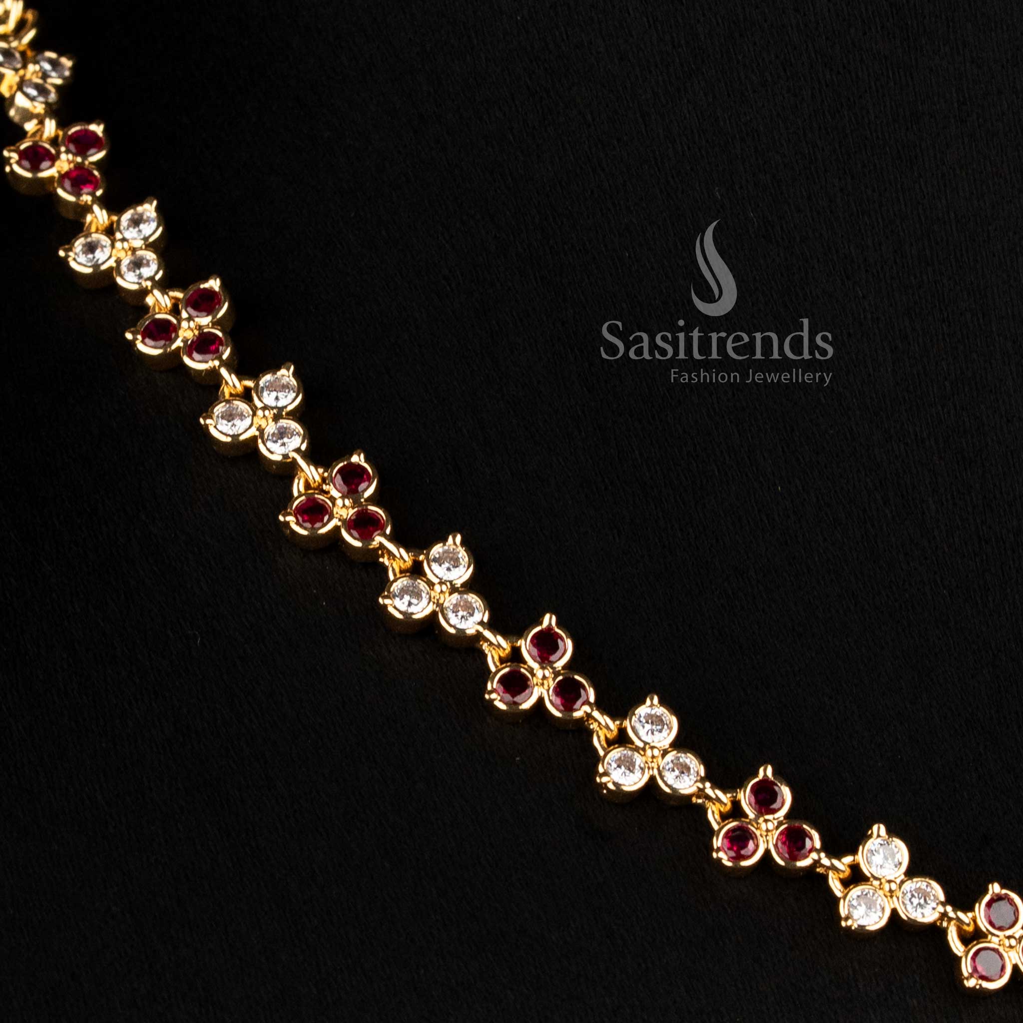 Impon Gold Plated Floral Cubic Zirconia Necklace with Radiating Star Pendant - Sasitrends