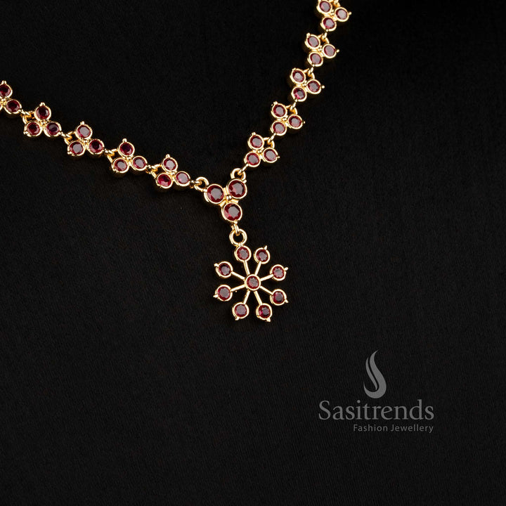 Impon Gold Plated Cubic Zirconia Delicate Necklace for Festive and Party Wear - Sasitrends