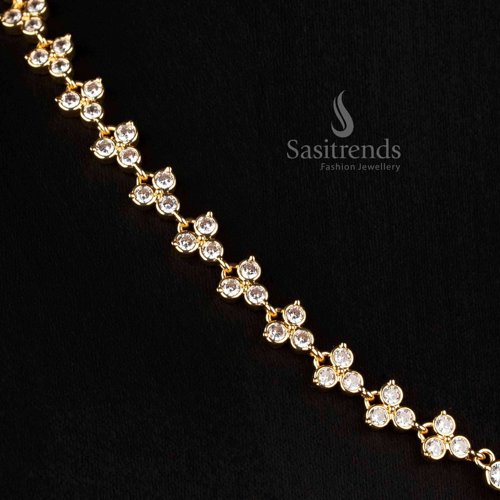 Impon Gold Plated Cubic Zirconia Delicate Necklace for Festive and Party Wear - Sasitrends