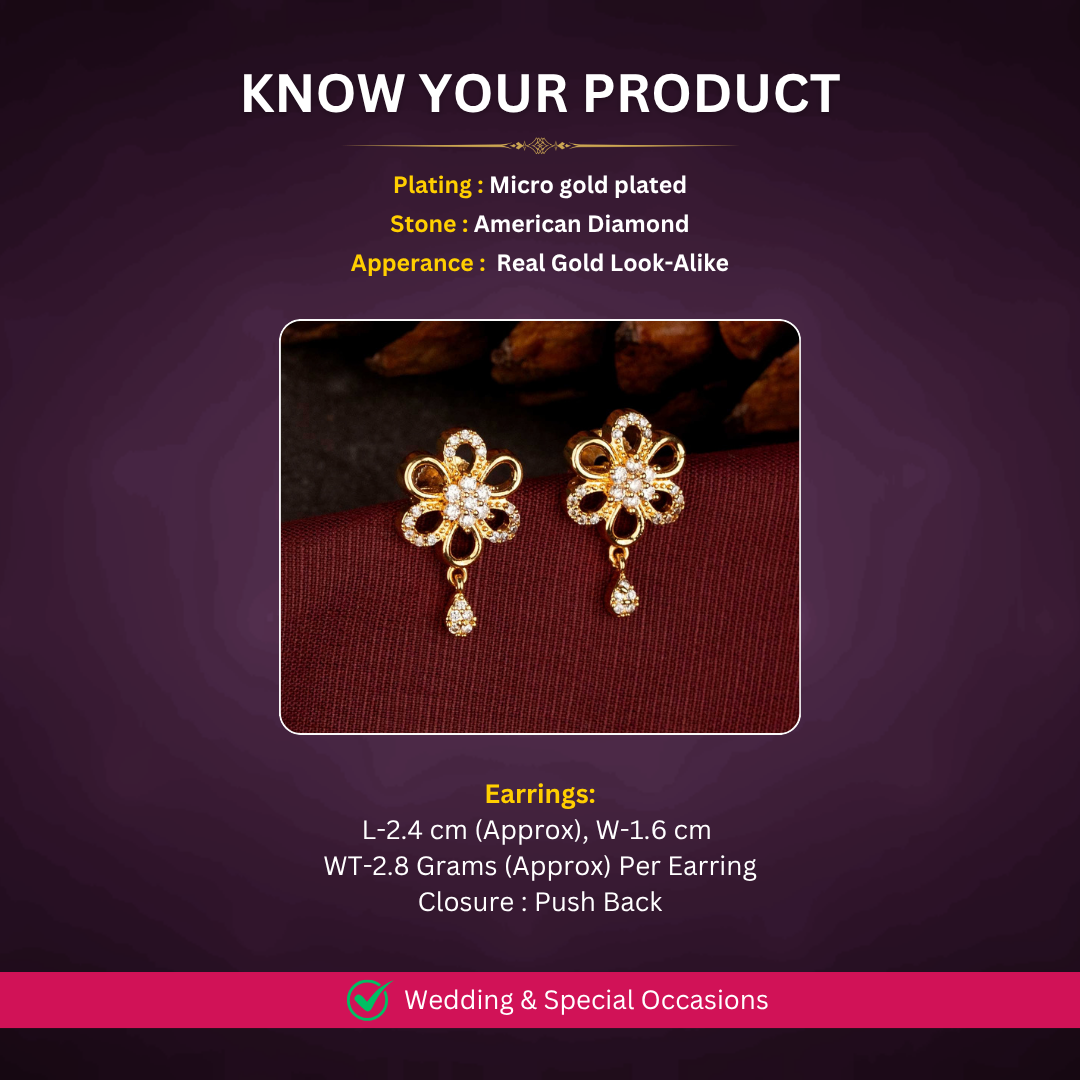 Micro Gold Plated earrings from Sasitrends jewellery collection
