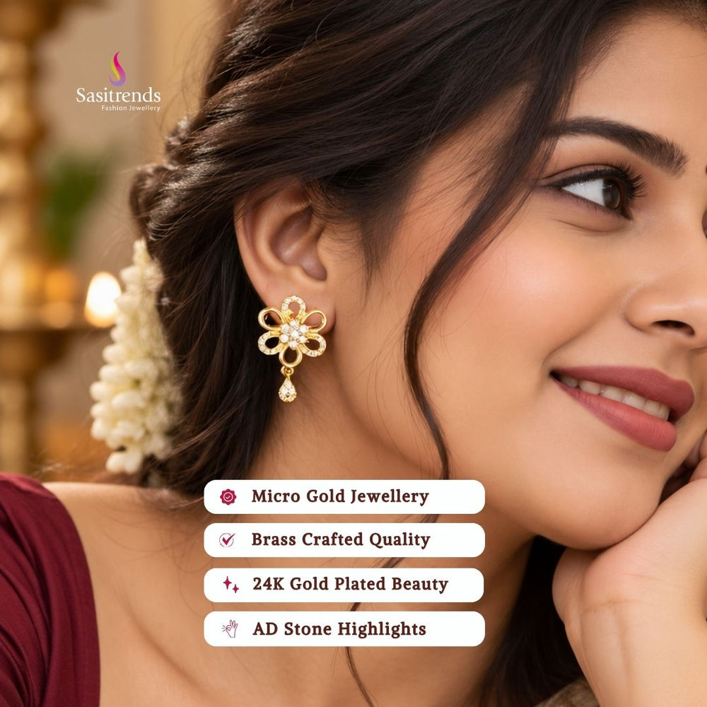 Guaranteed 24k micro gold plated american diamond earrings - Sasitrends