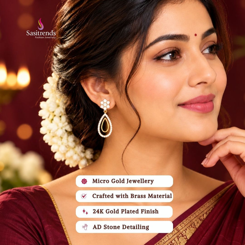 Guaranteed 24k micro gold plated american diamond earrings - Sasitrends