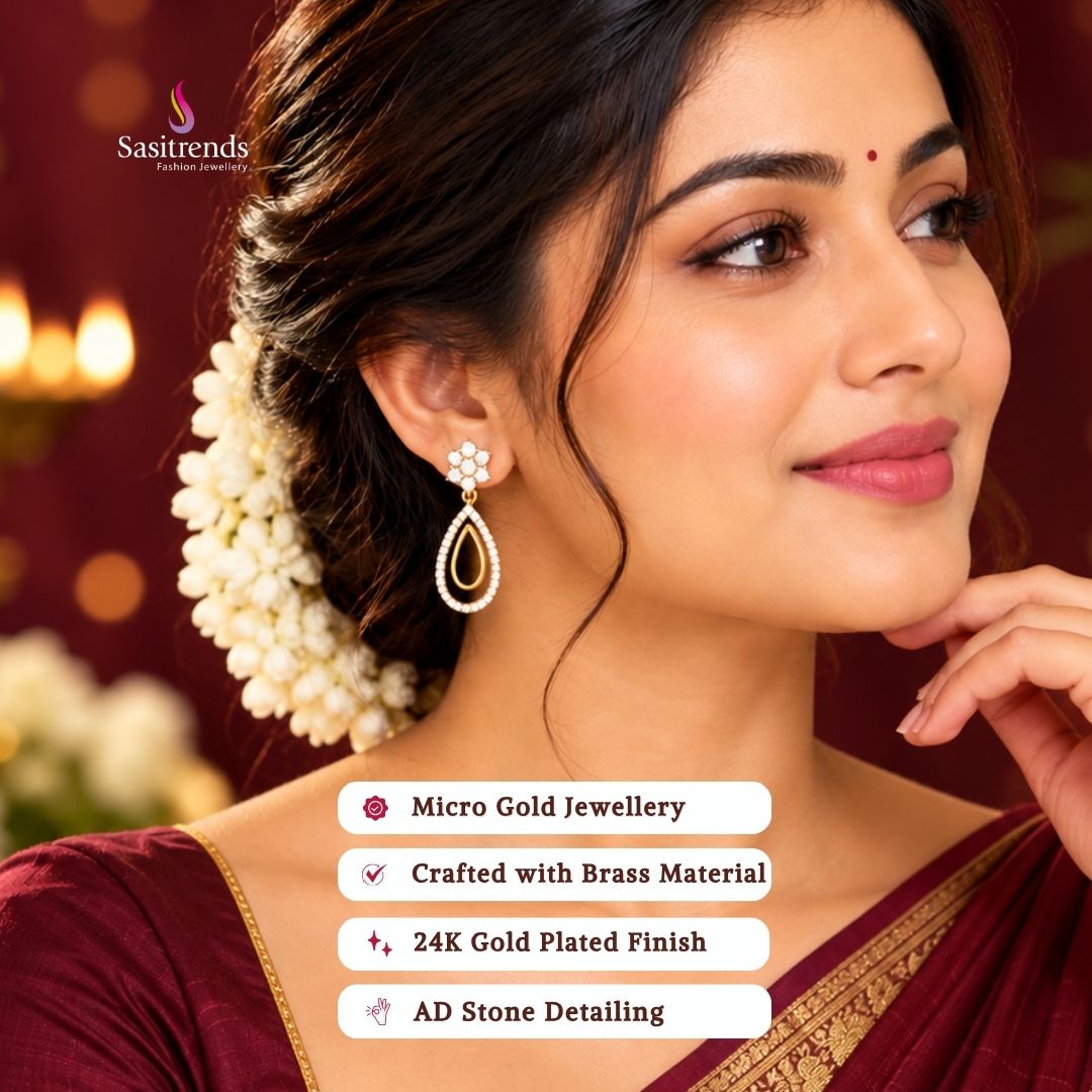 Guaranteed 24k micro gold plated american diamond earrings - Sasitrends