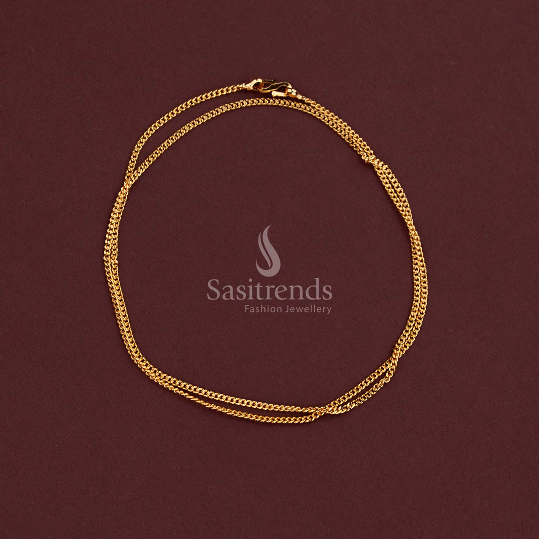 One Gram 24K Micro Gold Plated 18-Inch Curb Link Chain for Daily and Traditional Wear - Sasitrends