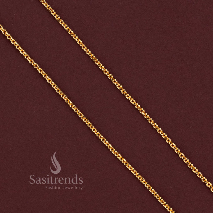 Traditional Micro Gold Plated 18-Inch Chain with Decorative Textured Ball Beads for Ethnic Styling - Sasitrends