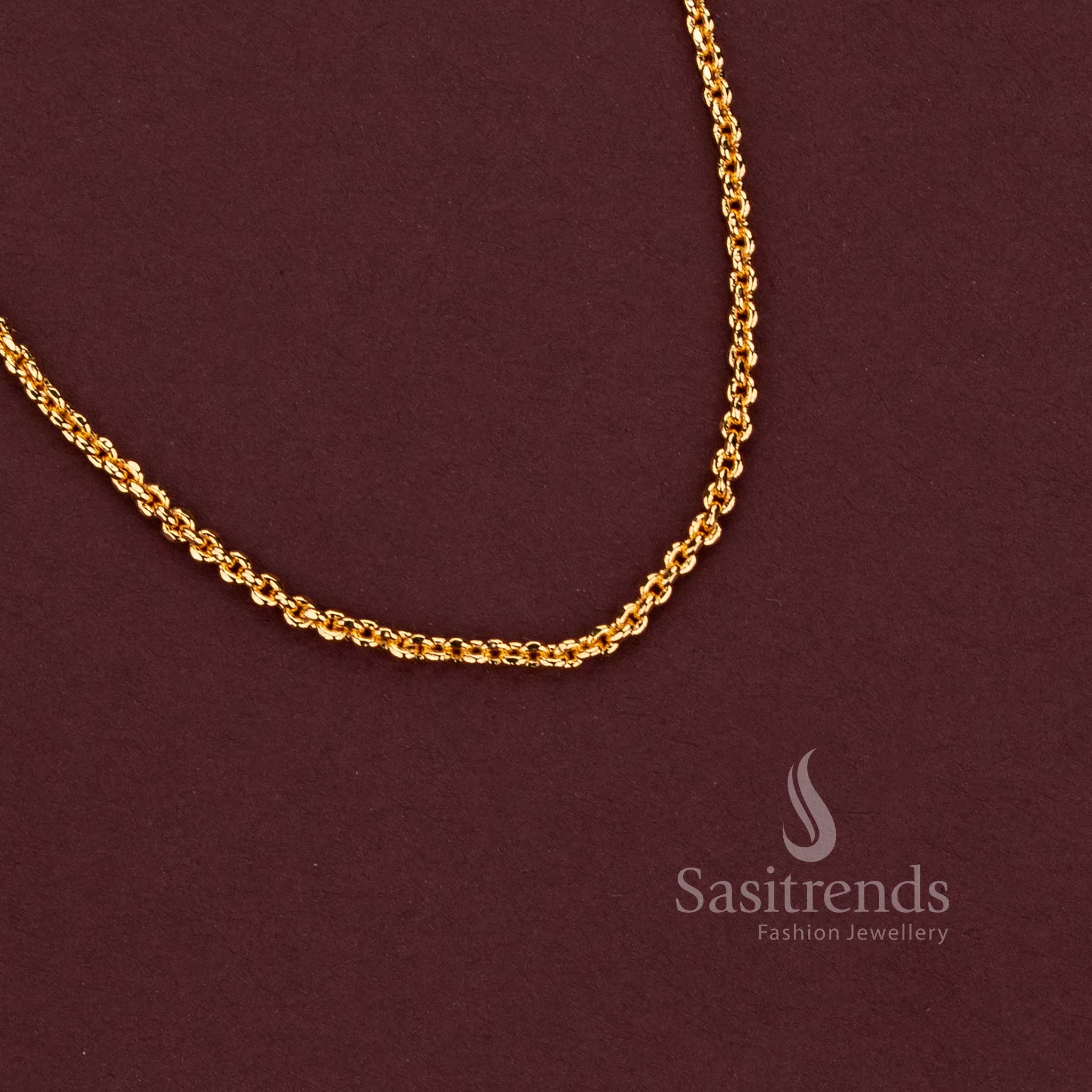 Elegant Micro Gold Plated 18-Inch Chain with Rounded Textured Spherical Bead Links - Sasitrends