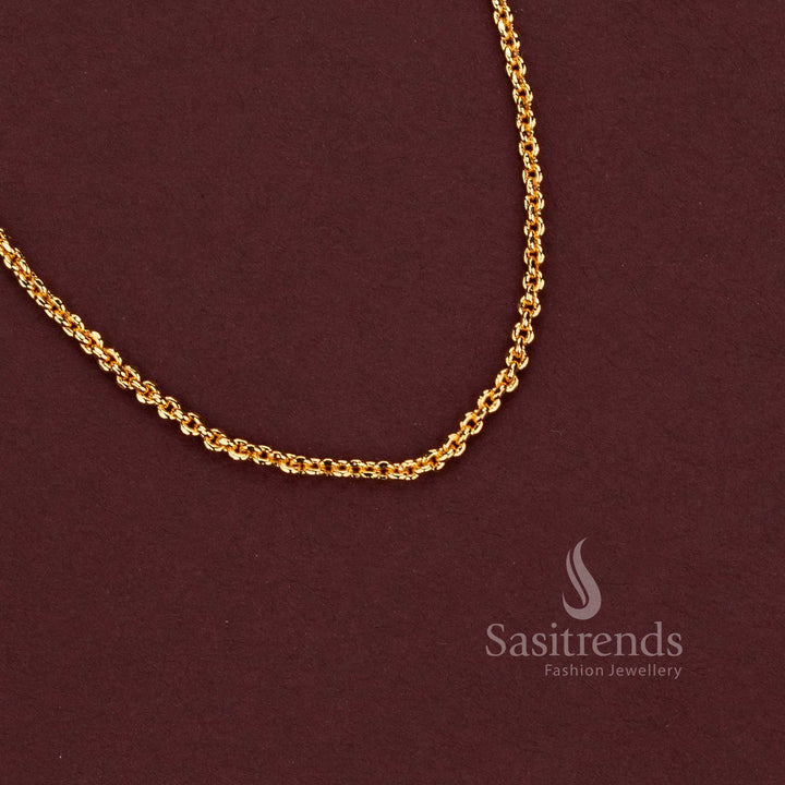 Elegant Micro Gold Plated 18-Inch Chain with Rounded Textured Spherical Bead Links - Sasitrends