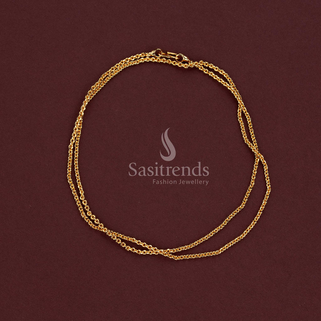 5.	Traditional Micro Gold Plated 18-Inch Chain with Decorative Textured Ball Beads for Ethnic Styling - Sasitrends
